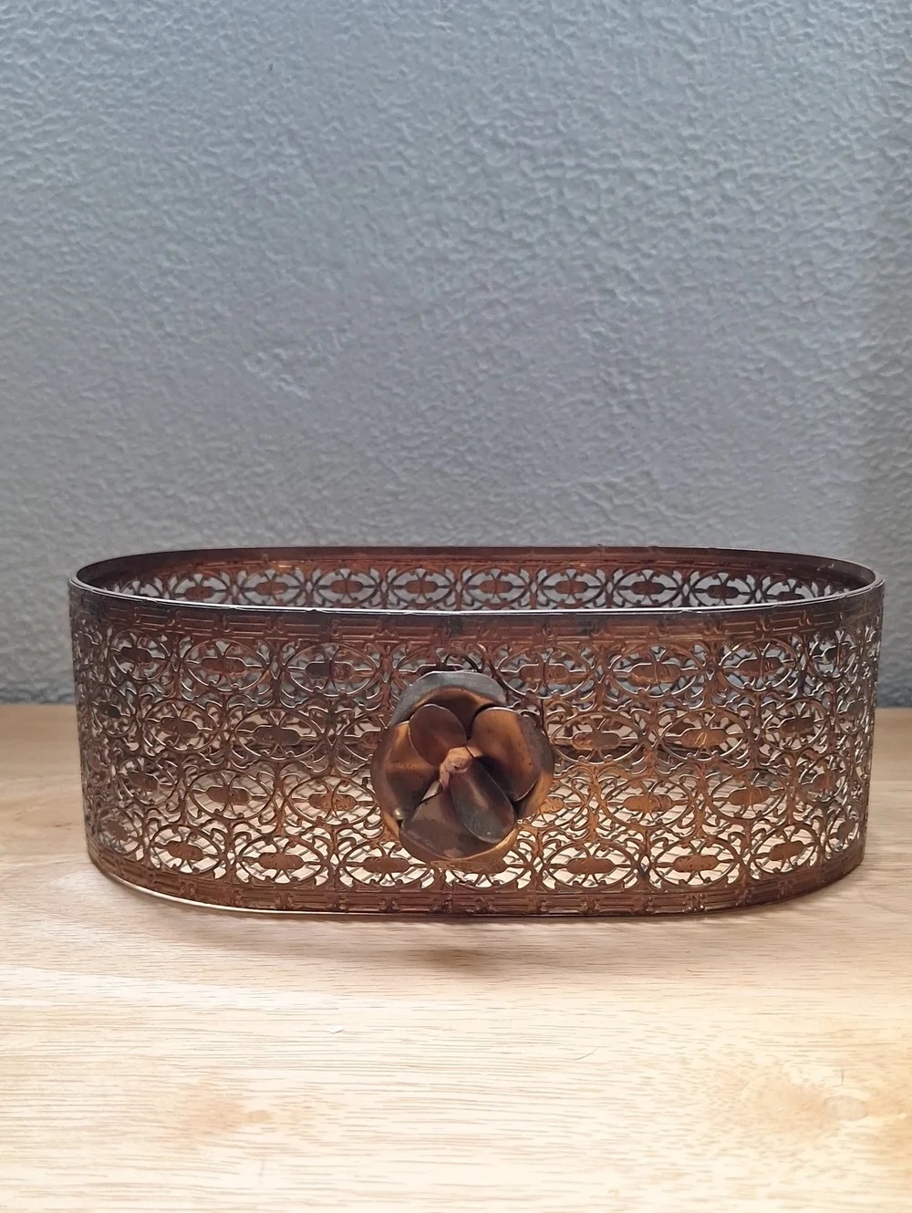 Metal Vanity Basket Hollywood Regency Design